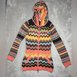 Missoni X Target Chevron Knit Long Sleeves Longline Full Zip Hoodie Jacket Large